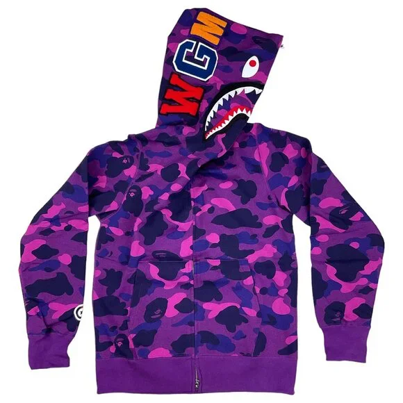 BAPE Color Camo Shark WGM Full Zip Hoodie Purple | A Bathing Ape - Picture 1 of 12